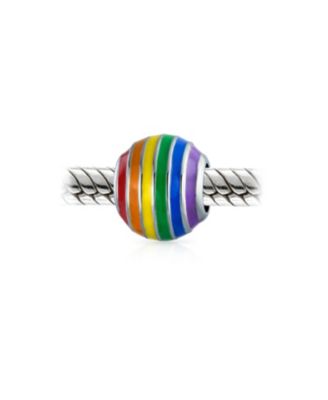 Inspirational Rainbow Symbol Spacer Charm Bead Sterling Silver Fits European Bracelet