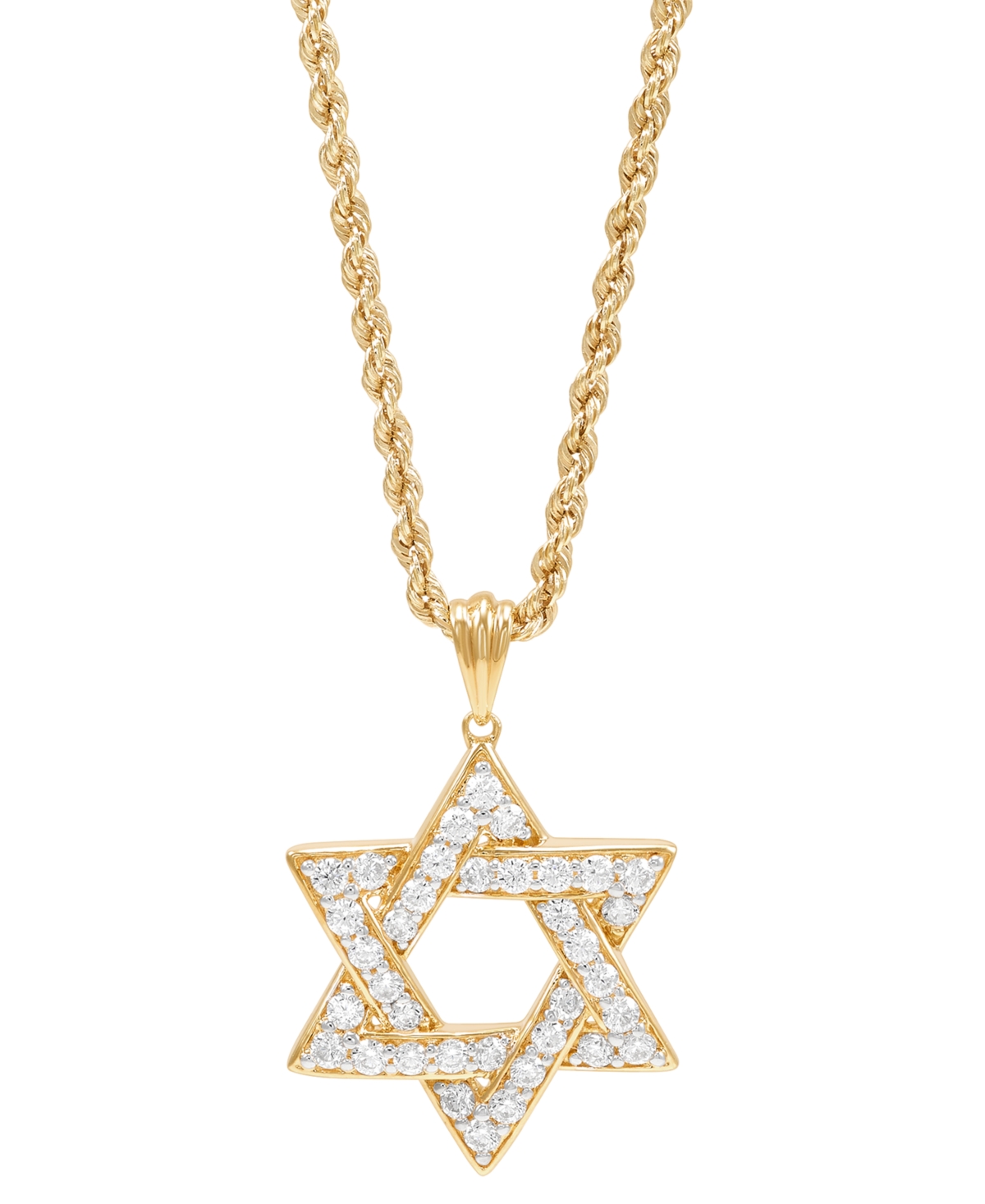 Men's Lab Grown Diamond Star of David 22" Pendant Necklace (1 ct. t.w.) in 10k Gold - Gold
