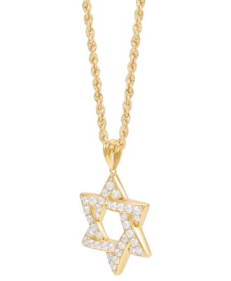 Men's Lab Grown Diamond Star of David 22" Pendant Necklace (1 ct. t.w.) in 10k Gold