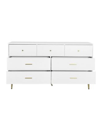 Modern Chest of Drawers – 7-Drawer Dresser with Golden Handles & Legs, Stylish Storage for Bedroom