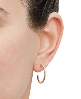2-Pc. Set Polished & Beaded Small Hoop Earrings in 10k Gold, 1/2" & 3/4"