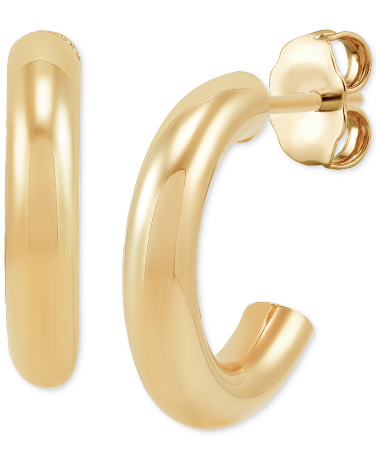 Macy's 2-pc. Set Polished & Beaded Small Hoop Earrings In 10k Gold, 1/2" & 3/4" In Gold