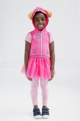 Toddler Girls Hooded Cosplay T-Shirt Dress and Leggings Outfit Set