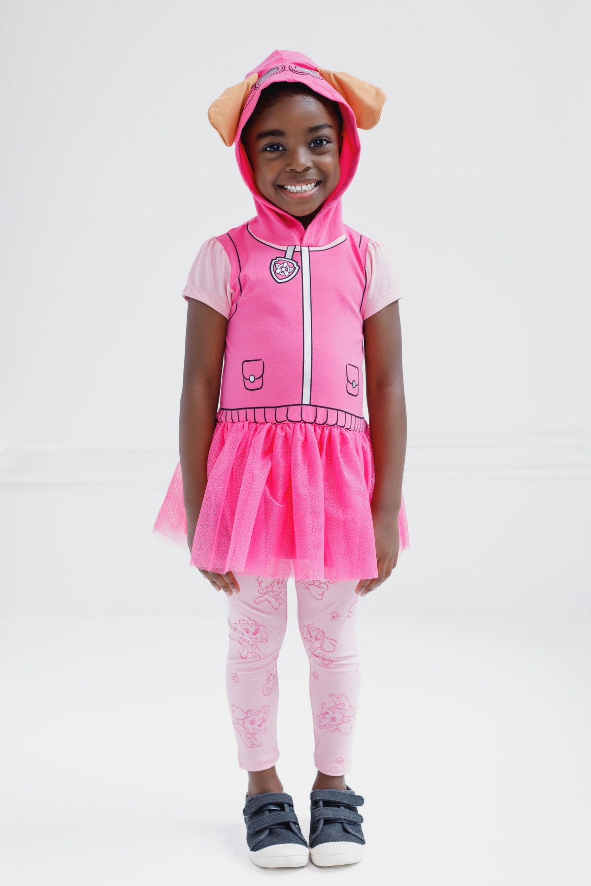 Paw Patrol Toddler Girls Hooded Cosplay T-Shirt Dress and Leggings Outfit Set to (2T - 7-8) -/ skye