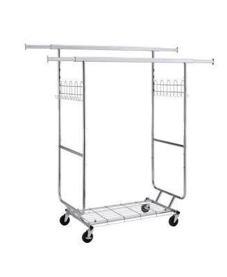 Slickblue Double Garment Rack with Shelves, 800lbs Capacity Clothing ...