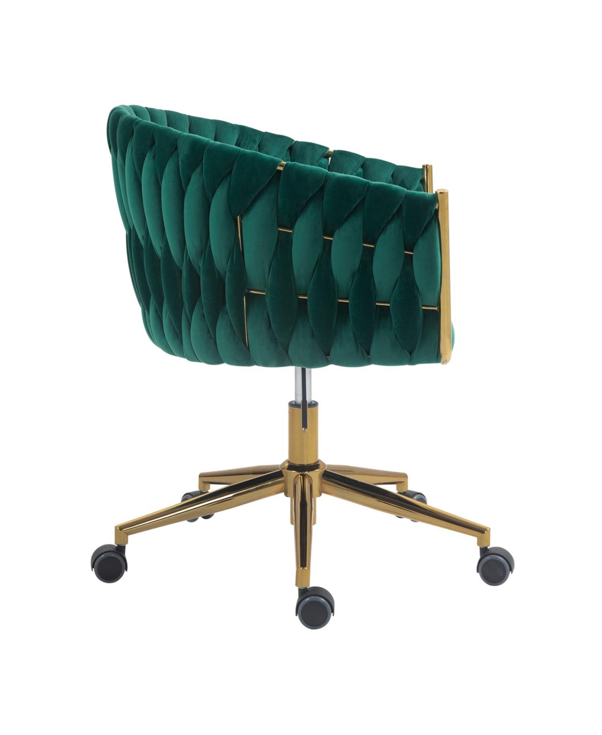 Slickblue Modern Hand-Woven Backrest Office Chair: Height Adjustable, 360° Swivel Vanity Chair with Wheels for Bedroom & Living Room