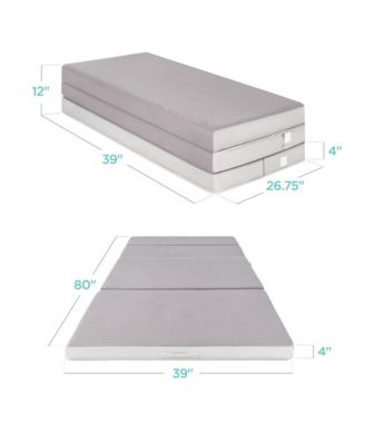 4in Thick Folding Portable, Carry Case, Washable Cover Mattress Topper