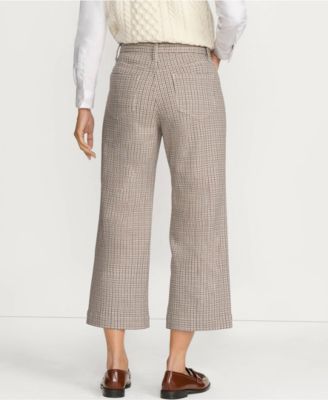 Women's Printed Twill High Rise 5 Pocket Wide Leg Crop Pants