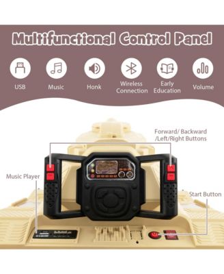 Electric Kids Ride On Tank with Rubber Tracks Rotatable Turret & Working Cannon