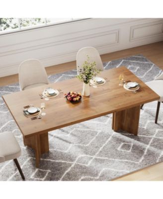 63-inch Dining Table for 4-6, Farmhouse Kitchen Table with Large Tabletop, Rectangular Dinner Eating Table