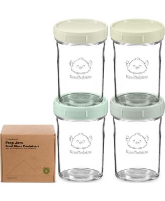 4pk Prep Baby Food Storage Containers, Leak-Proof, BPA Free Glass Baby Food Jars for Feeding