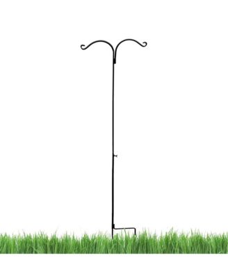 Premium Steel Ground Stake Shepherd's Hook 65 Inch Dual Sided, Black