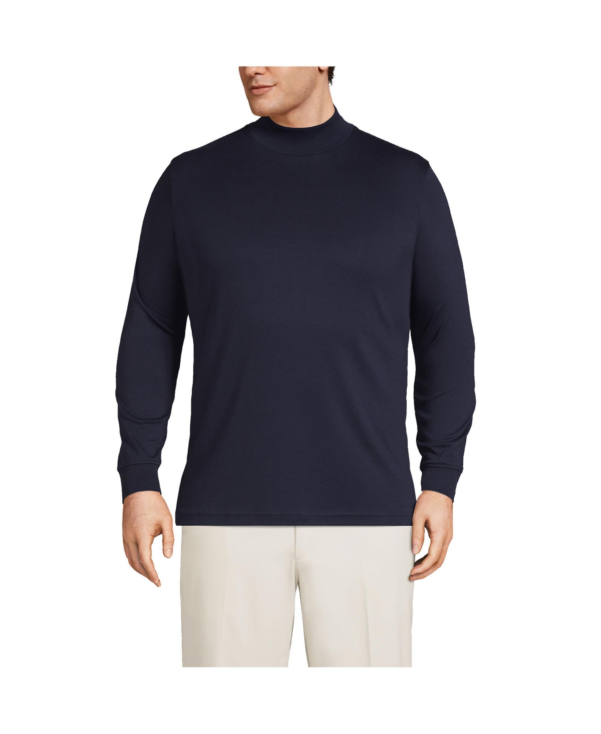 Big & Tall Cotton Supima Mock Turtleneck - Radiant navy
