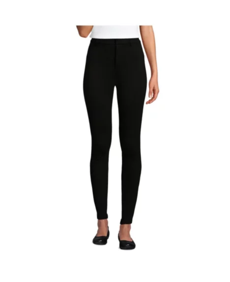 Petite High Rise Ponte Polished Leggings - Black