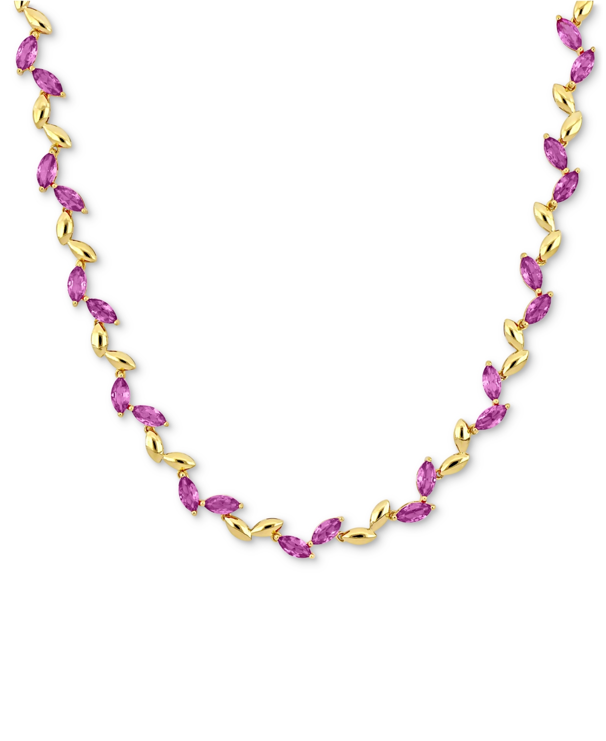 Macy's Lab-created Pink Sapphire & Polished Marquise 17" Collar Necklace (20 Ct. T.w.) In Gold