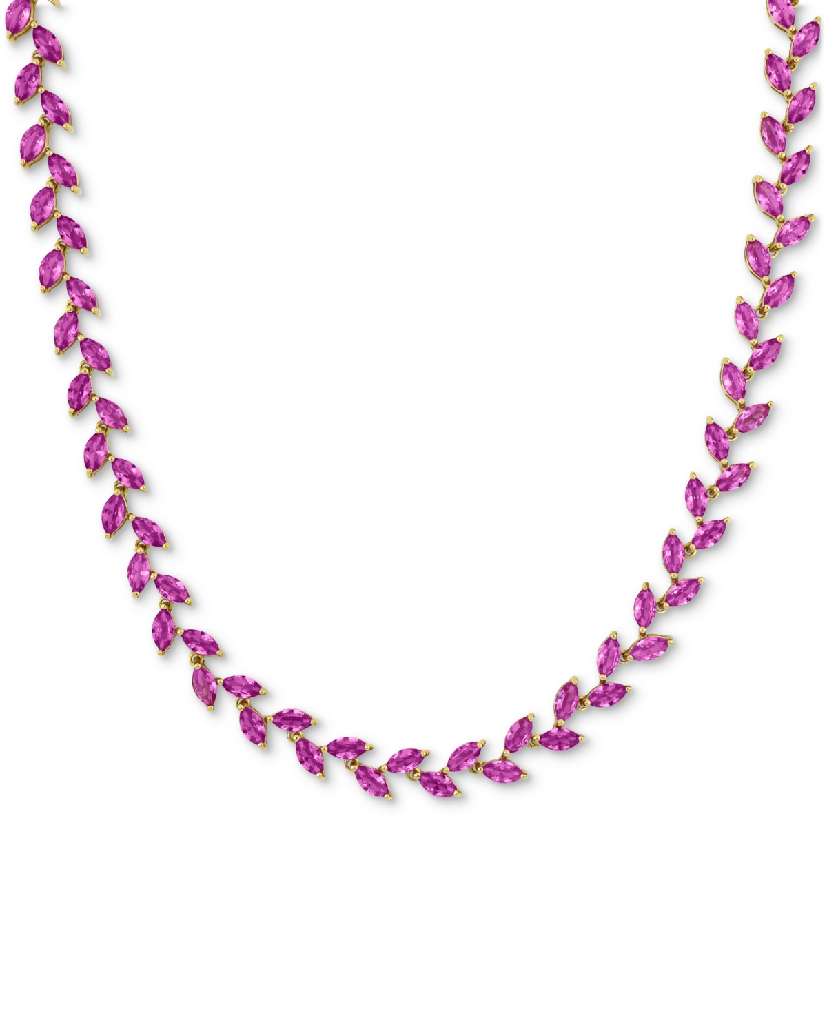 Macy's Lab-created Pink Sapphire Marquise Vine 17" Collar Necklace (29 Ct. T.w.) In Silver