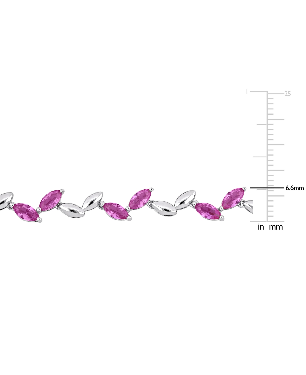 Macy's Lab-created Pink Sapphire & Polished Marquise Link Bracelet (9-1/2 Ct. T.w.) In Silver