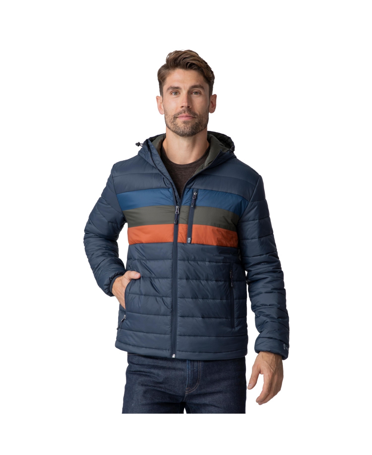 Free Country Men's Tri-Color Hooded Puffer Jacket