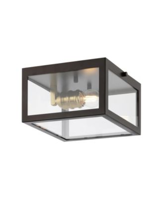 Eleanor 8" 1-Light Farmhouse Industrial Square Iron/Glass Case LED Flush Mount
