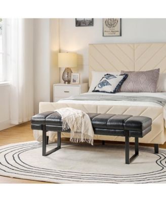 Mid-century Modern Laurens Upholstered Bench with Metal Legs