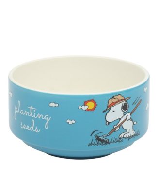 Snoopy 6 Pack Stackable 5.5" Decorated Stoneware Bowl Set W/ Plate