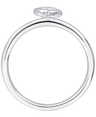Moissanite Bezel Oval Dangle Ring (1 ct. t.w.) in Sterling Silver
