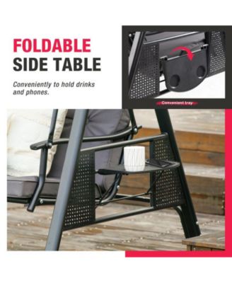 Outdoor Metal Patio Swing with Canopy and Cushions