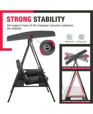 Outdoor Metal Patio Swing with Canopy and Cushions