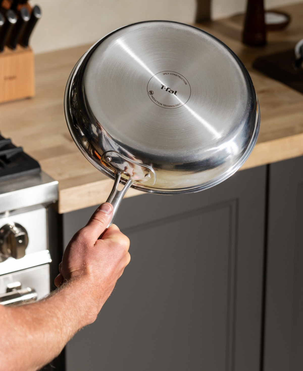 T-fal Hybrid Mesh Stainless Steel 12" Frypan In Silver