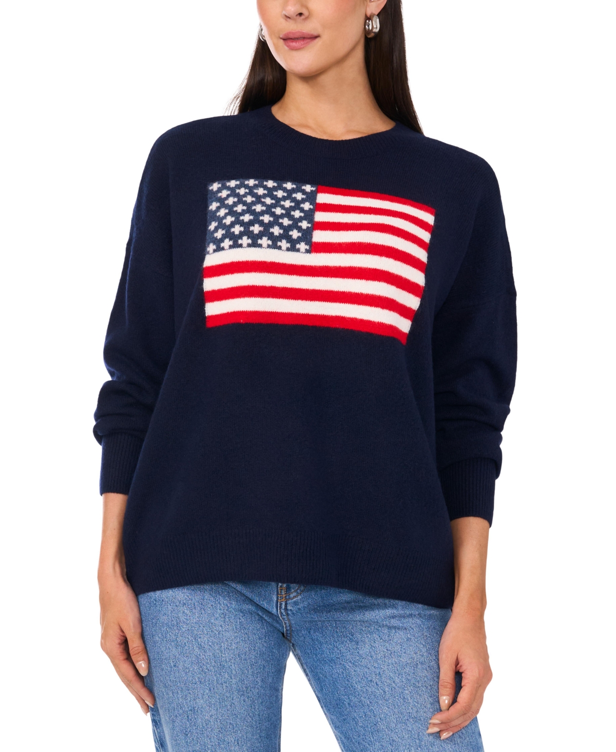 Vince Camuto Women's American Flag Crewneck Sweater