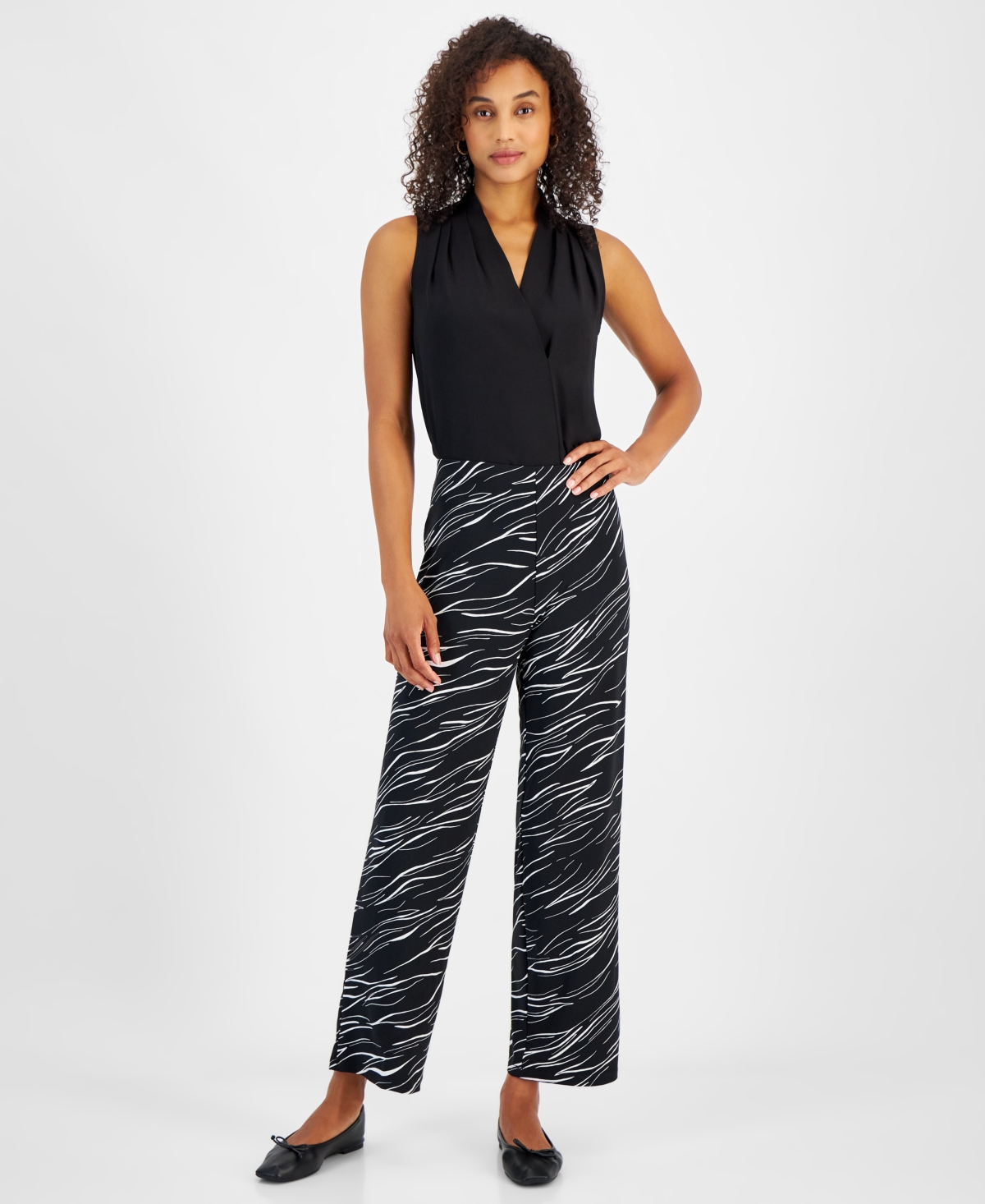 JM COLLECTION WOMEN'S PRINTED WIDE-LEG PULL-ON KNIT PANTS, CREATED FOR MACY'S 