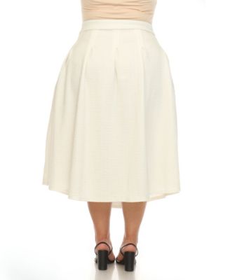 Plus Size Flared Tweed Skirt