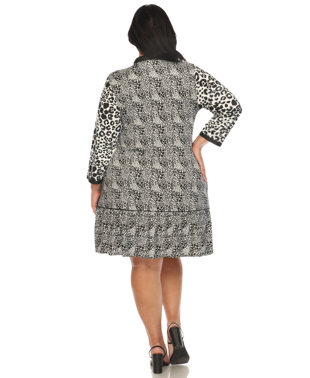 WHITE MARK PLUS SIZE LEOPARD PRINT SHIFT DRESS 