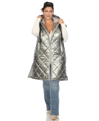 Plus Size Metallic Puffer Vest Jacket