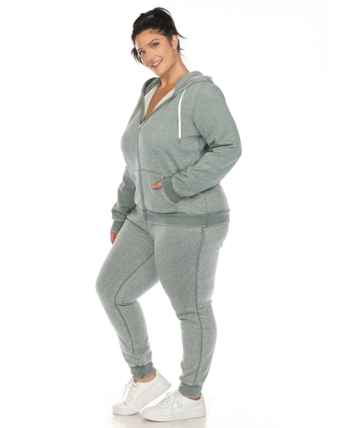 White Mark Plus Size Burnout Jogger Set In Green