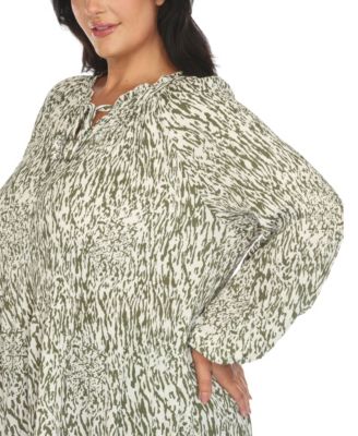 Plus Size Printed Peasant Knit Blouse