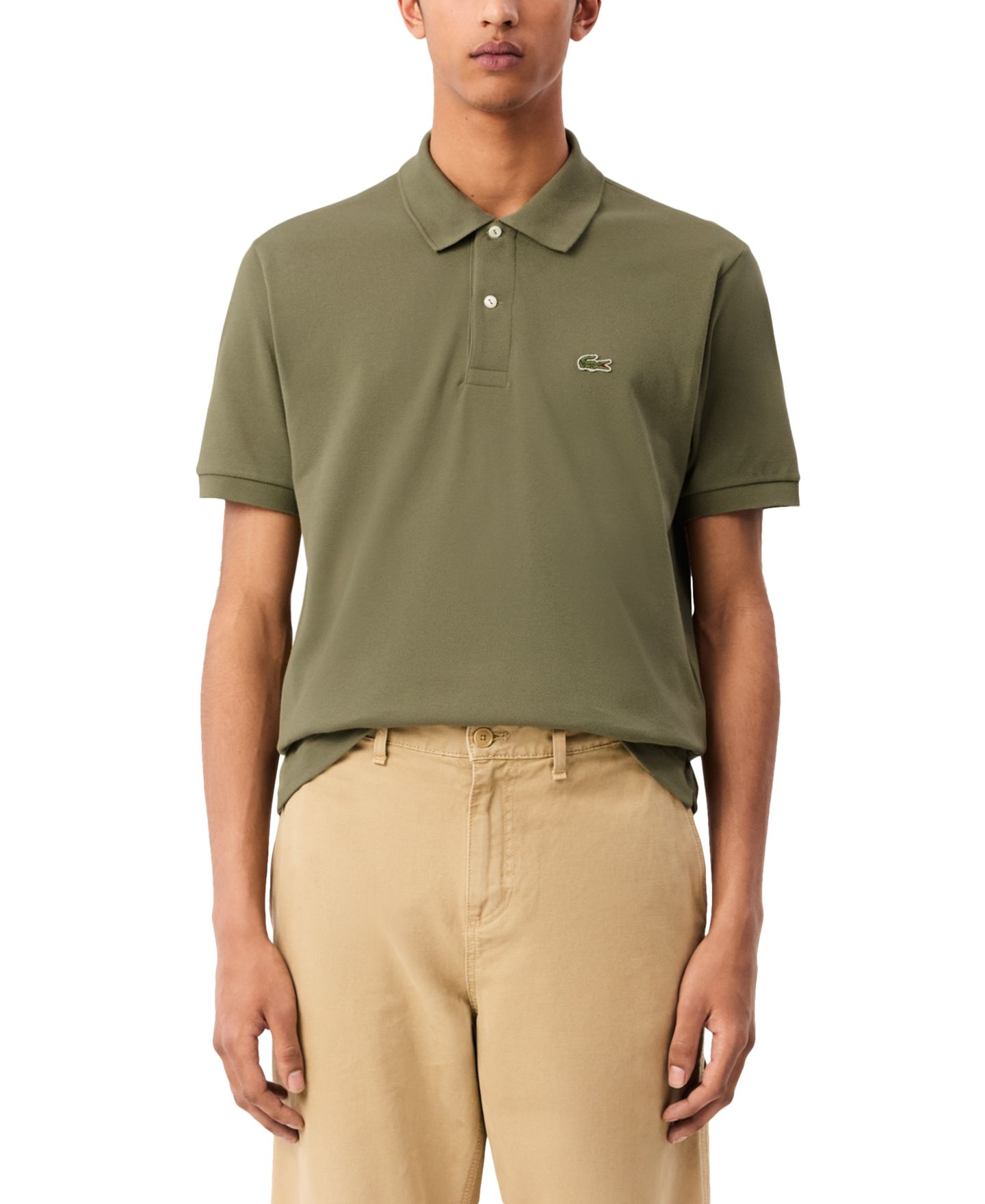 Мужское поло Lacoste Classic-Fit Original Polo Shirt, цвет: Хаки зелёный — фото 1