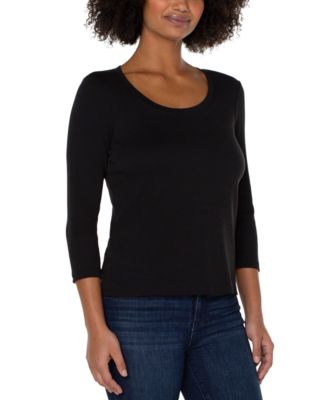 Women’s Scoop-Neck Cotton 3/4-Sleeve T-Shirt 