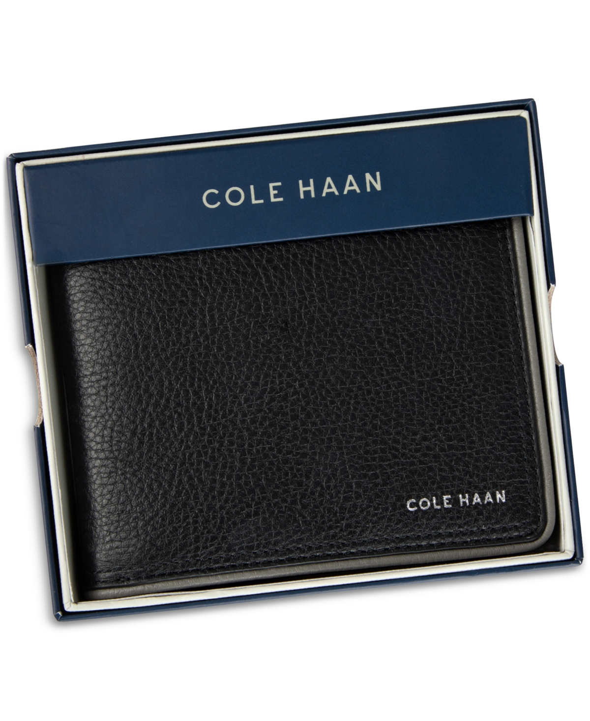 Cole Haan Men's Leather Global Bifold Coin Pocket Wallet with Contrast Color Edge