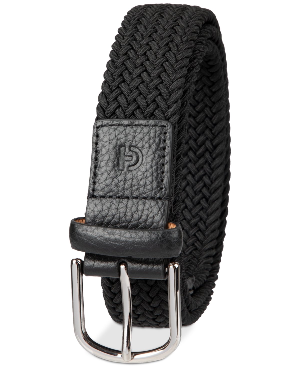 Cole Haan Men's Fully Adjustable Stretch Casual Corded Web Belt In Black