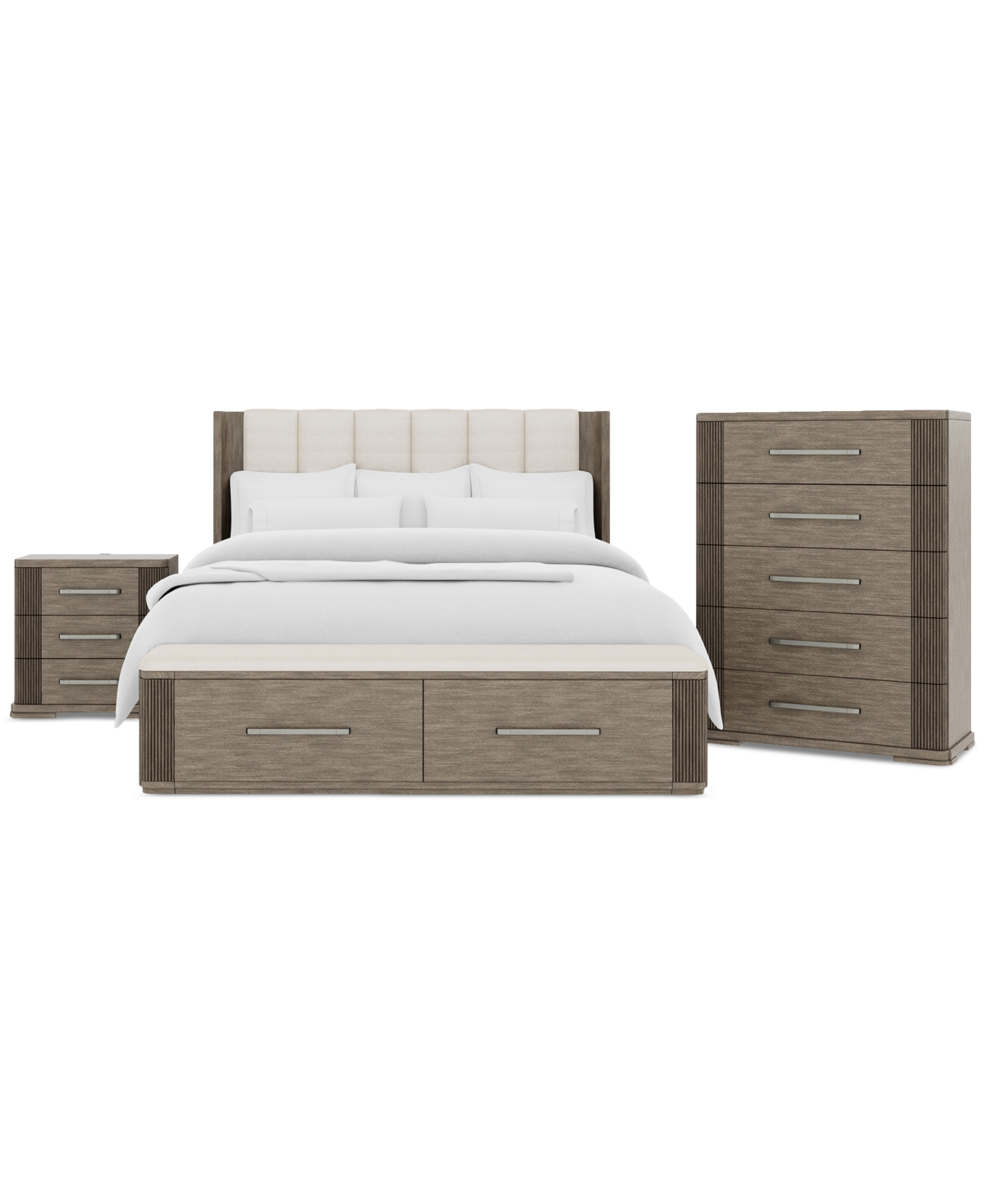 Macy's Frandlyn 3pc Bedroom Set (queen Storage Bed + Chest + Nightstand) In Brown