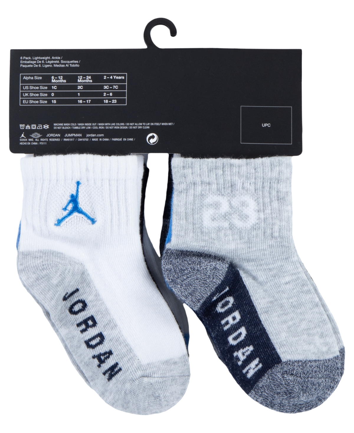 Jordan Baby and Toddler Boys Core Jumpman Ankle Socks, Pack of 6