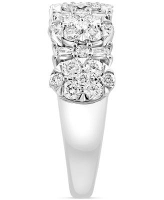 EFFY&reg; Diamond Round & Baguette Cluster Ring (1-1/6 ct. t.w.) in 14k White Gold