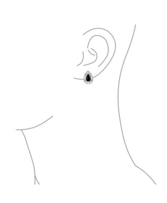 Bali Style Dyed Black Onyx Pear Shape Filigree Setting Teardrop Stud Earrings .925 Sterling Silver 15MM