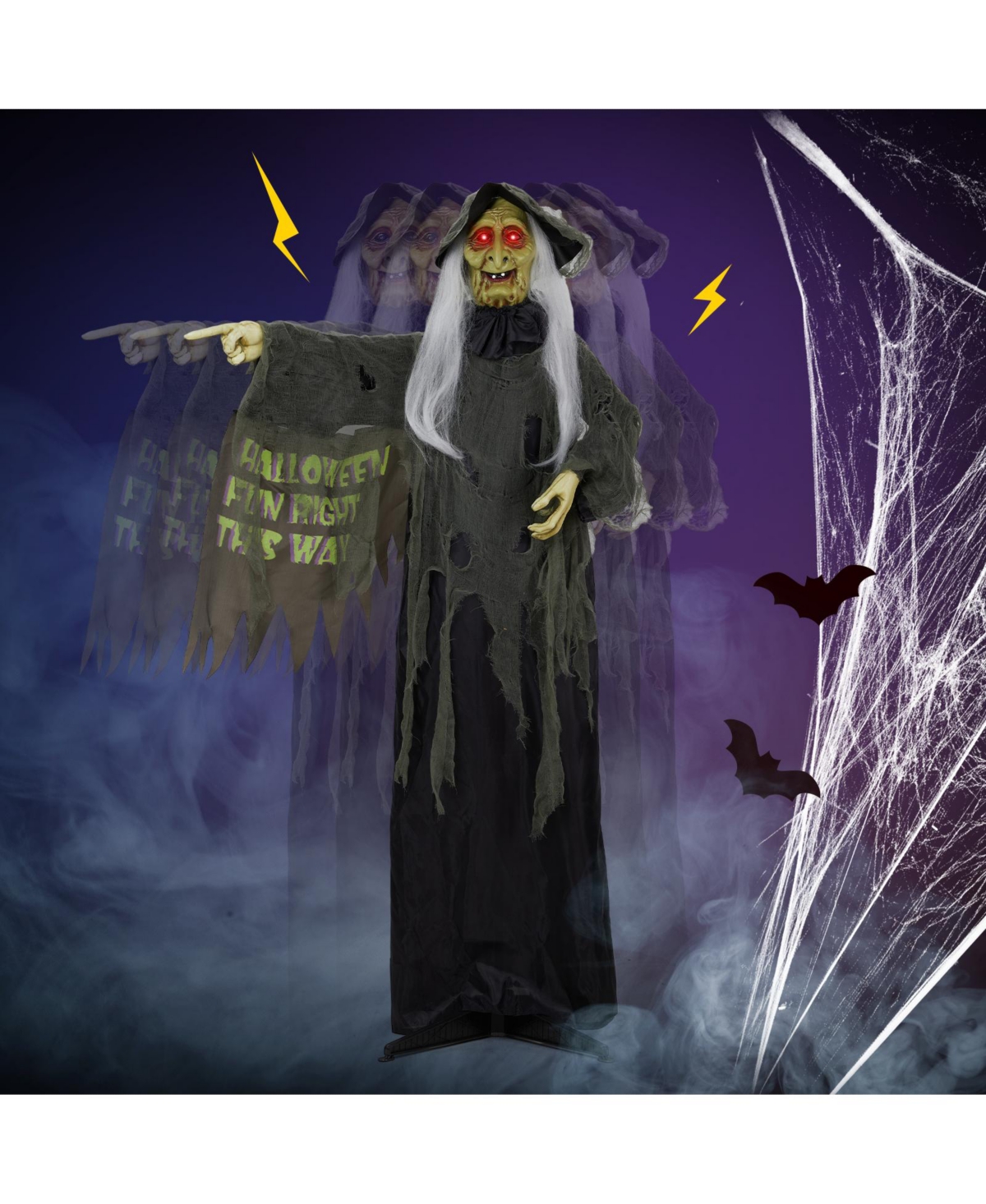 Yescom Animated Halloween Decorations,Scary Witch,6FT Life Size,Motion/Sound Activated Party Outdoor 2024