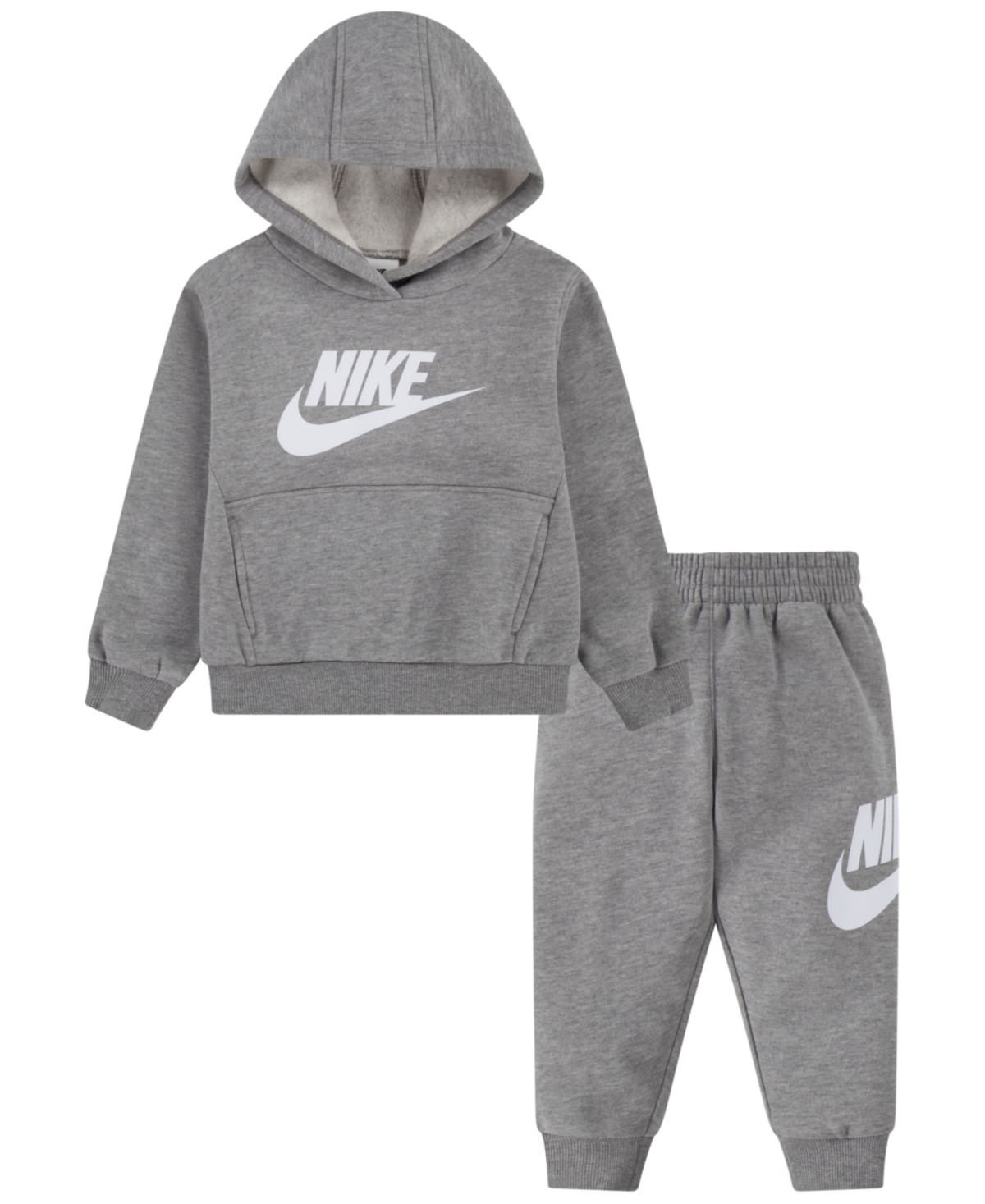 Nike Toddler Kids Club Fleece Pullover Hoodie, 2-Piece Set - Dark Grey Heather