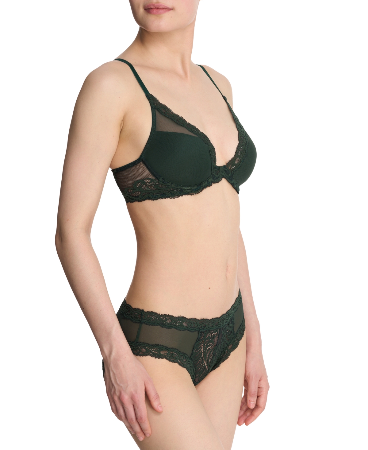 NATORI WOMEN'S FEATHERS LACE CONTOUR UNDERWIRE PLUNGE BRA