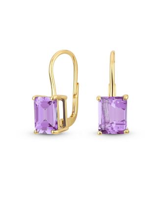 Traditional 4.50 CTW Created Stone Emerald Cut Drop Earrings Hinge Lever Back Yellow Gold Plated Sterling Silver