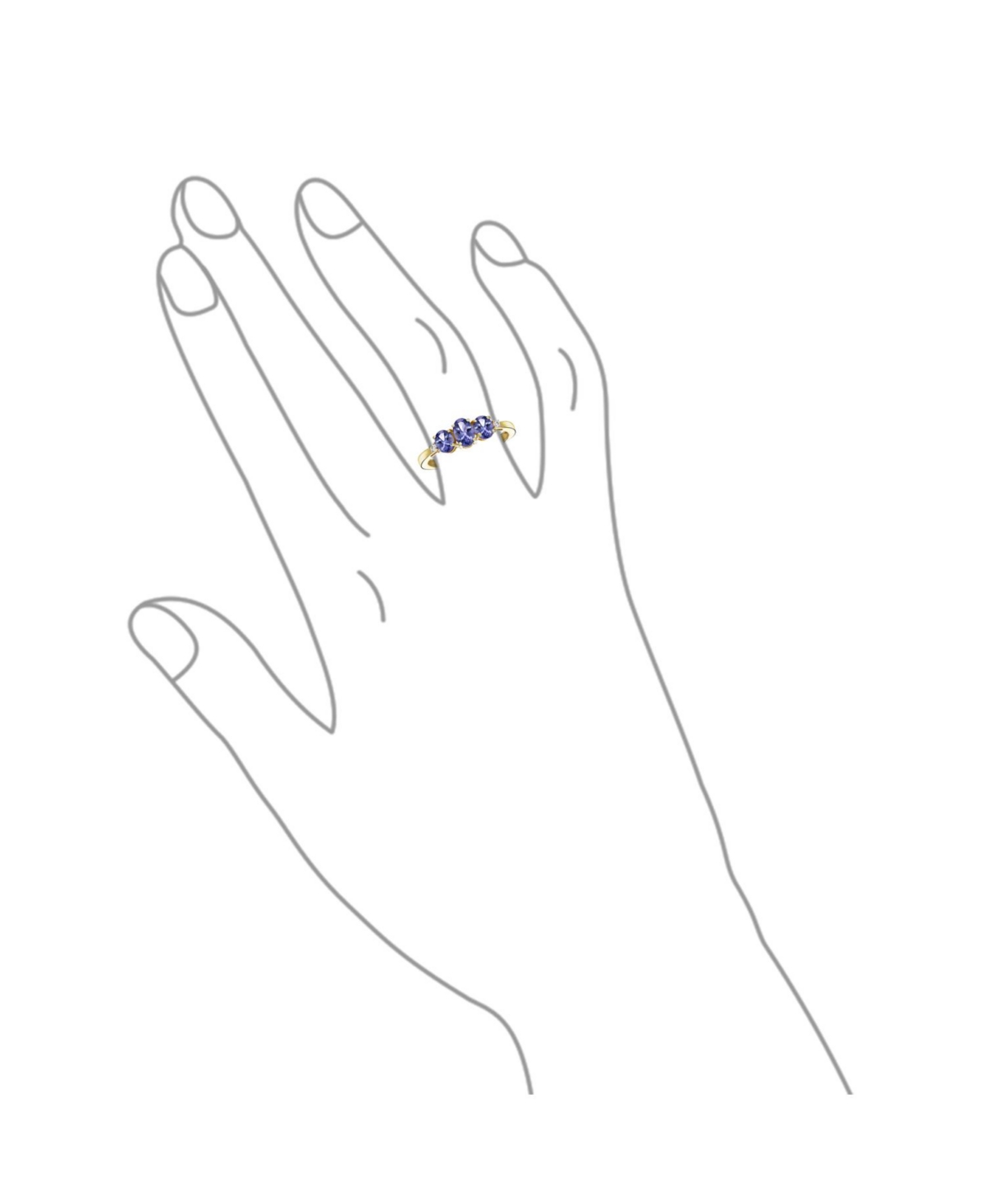 Bling Jewelry Past Present Future 3 Stone 2CTW Oval Purple Natural Tanzanite Trilogy Trinity Ring for Women Gold Plated .925 Sterling Silver - Purple
