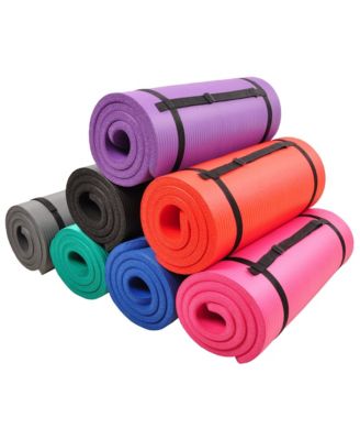 1" Extra Thick Exercise Fitness Yoga Mat w/ Carry Strap, Red